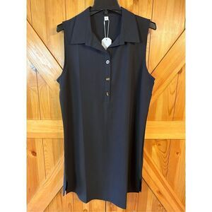Made with Love Shift Dress black 1/4 button sleeveless XL Nwt (4212)